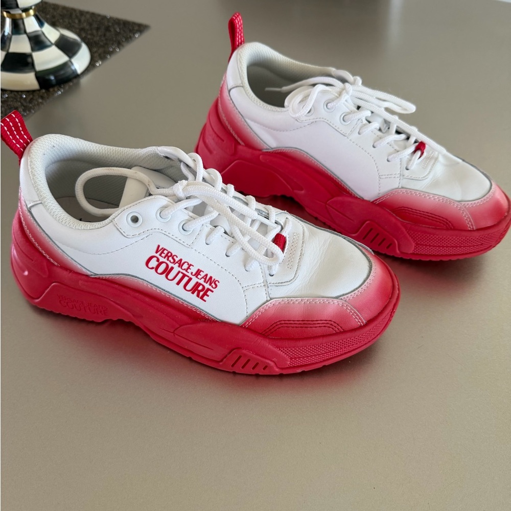 Versace Jeans Couture White & Pink Chunky Sneakers
